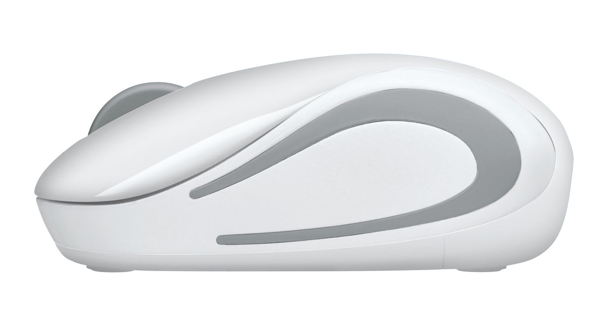 Logitech M187 - RF Wireless Mini Mouse in White / Silver - 1,000 DPI