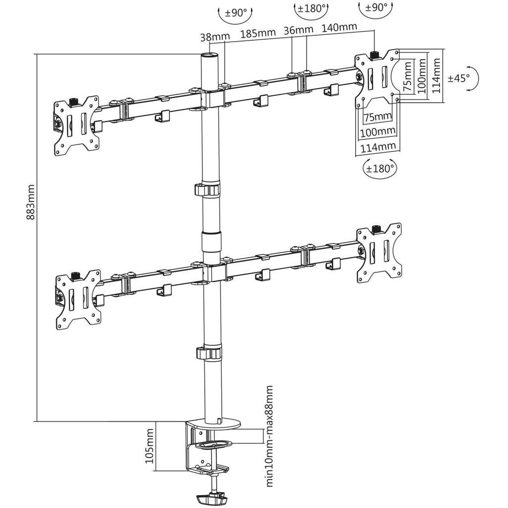 Manhattan 461566 - Desk monitor mount for 33 cm (13&quot;) to 81.3 cm (32&quot;)