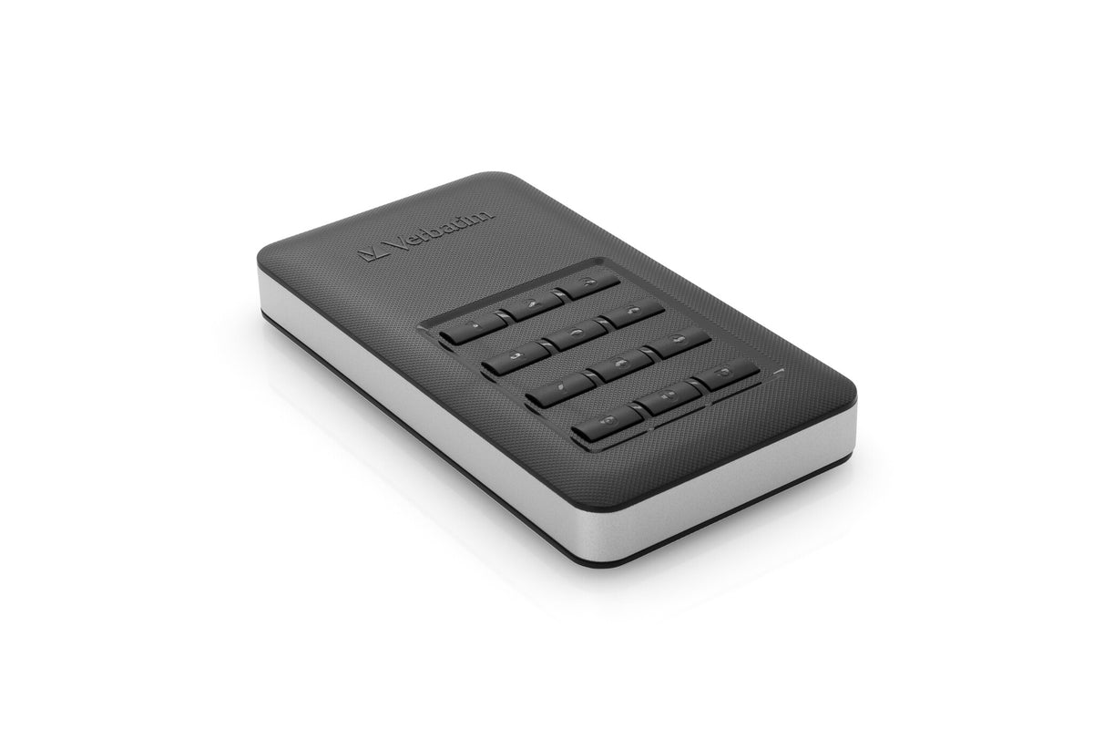 Verbatim Store &#39;n&#39; Go Portable SSD with Keypad Access in Black / Silver - 256 GB