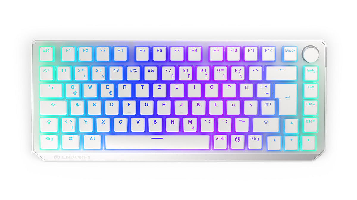 ENDORFY Thock 75% - USB Wired + RF Wireless RGB Mechanical Keyboard in White (QWERTZ German)