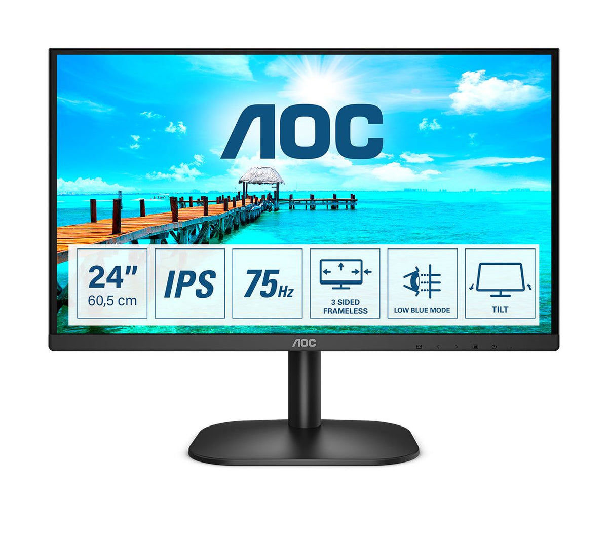 AOC B2 24B2XDA LED display 60.5 cm (23.8&quot;) 1920 x 1080 pixels Full HD Black Monitor