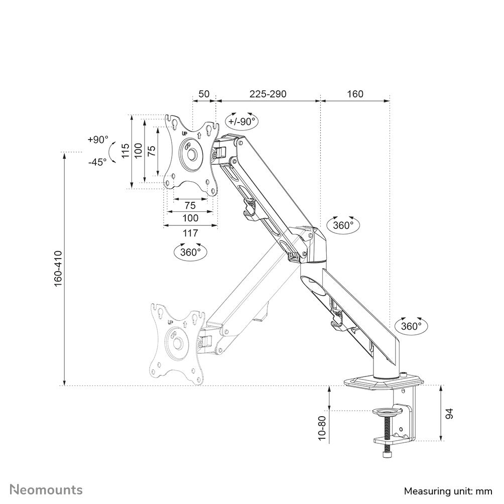 Neomounts DS70-700BL1 - Desk monitor mount for 43.2 cm (17&quot;) to 68.6 cm (27&quot;)