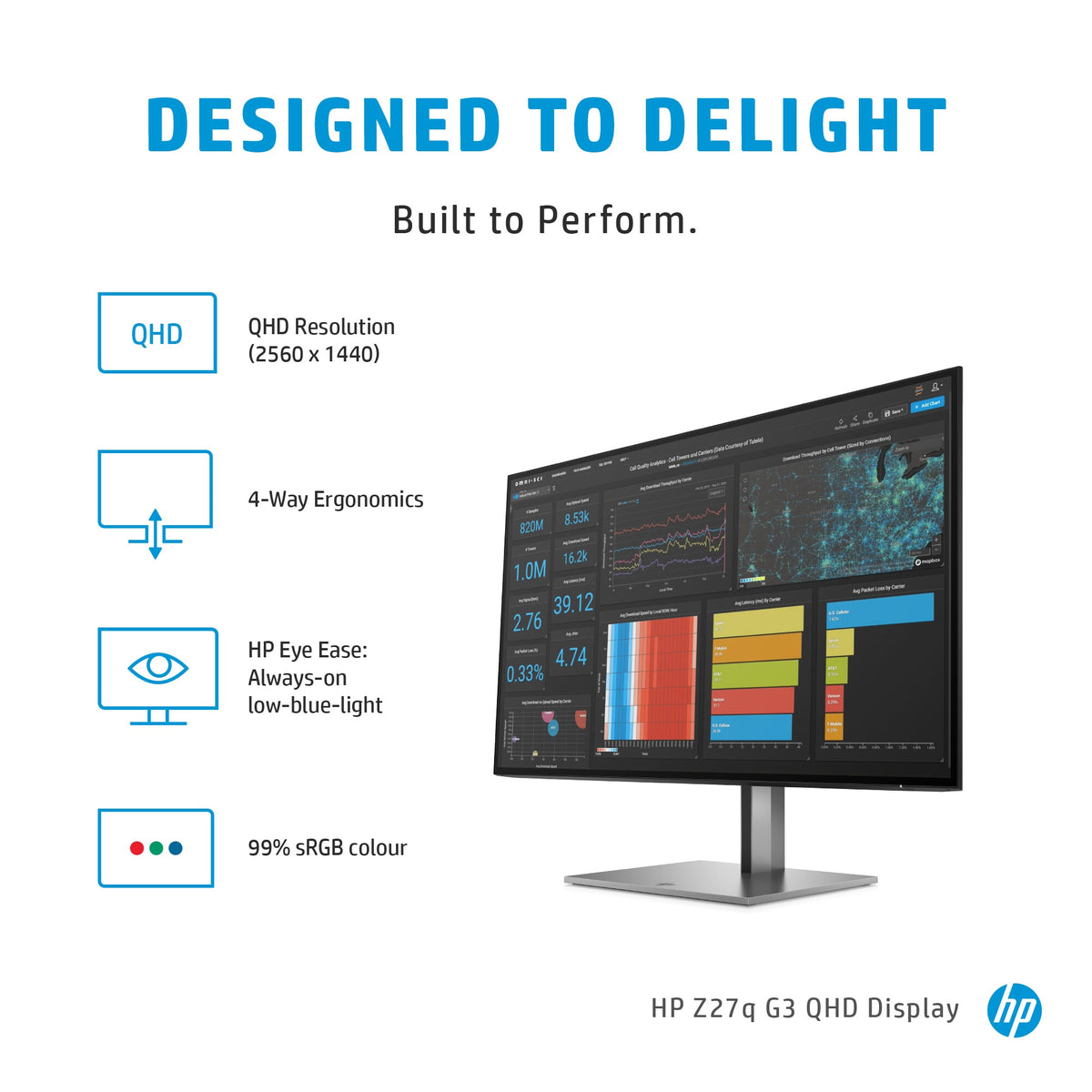 HP Z27Q G3 - 68.6 cm (27&quot;) - 2560 x 1440 pixels Quad HD LED Monitor