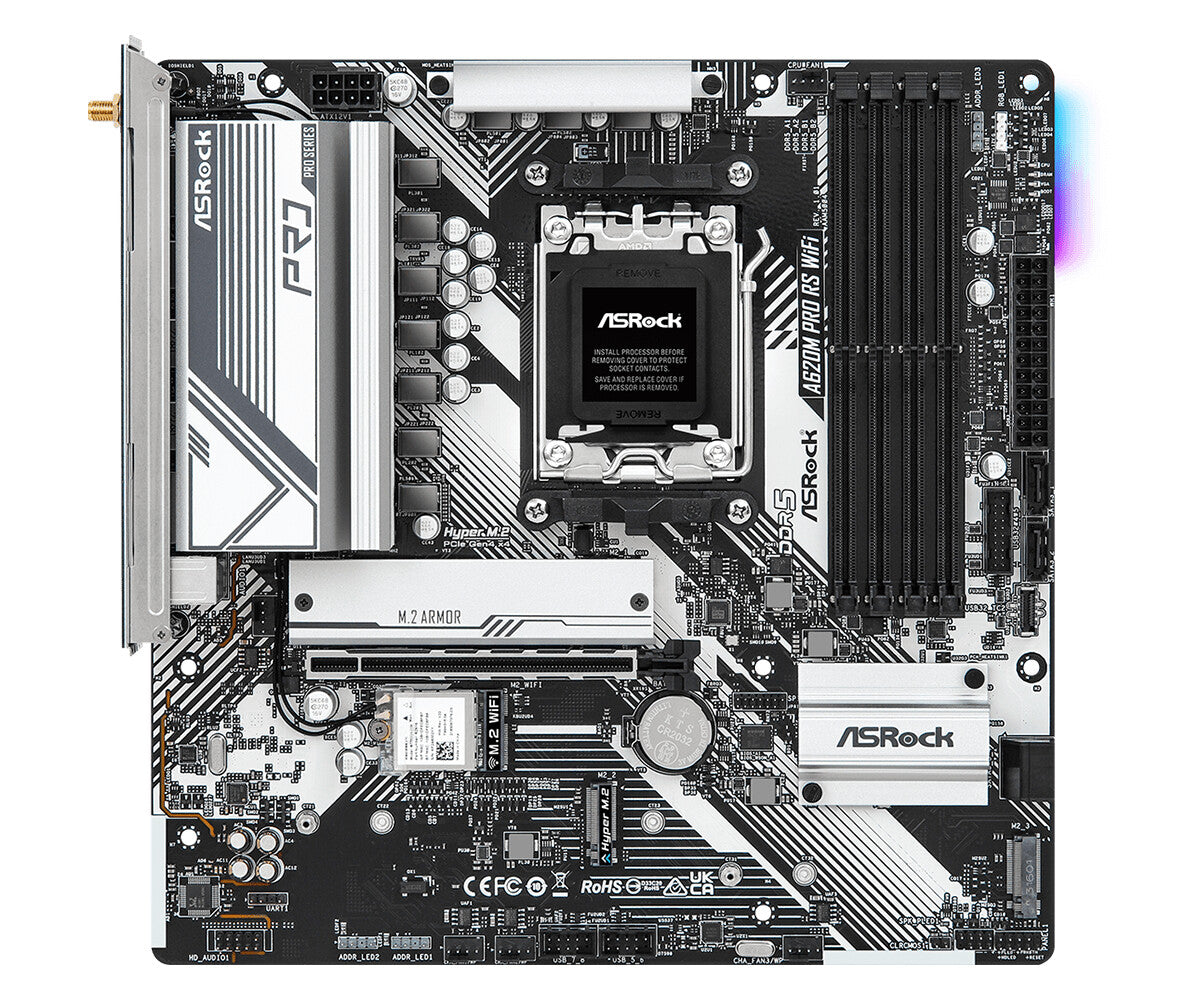 Asrock A620M Pro RS WiFi micro ATX motherboard - AMD A620 Socket AM5