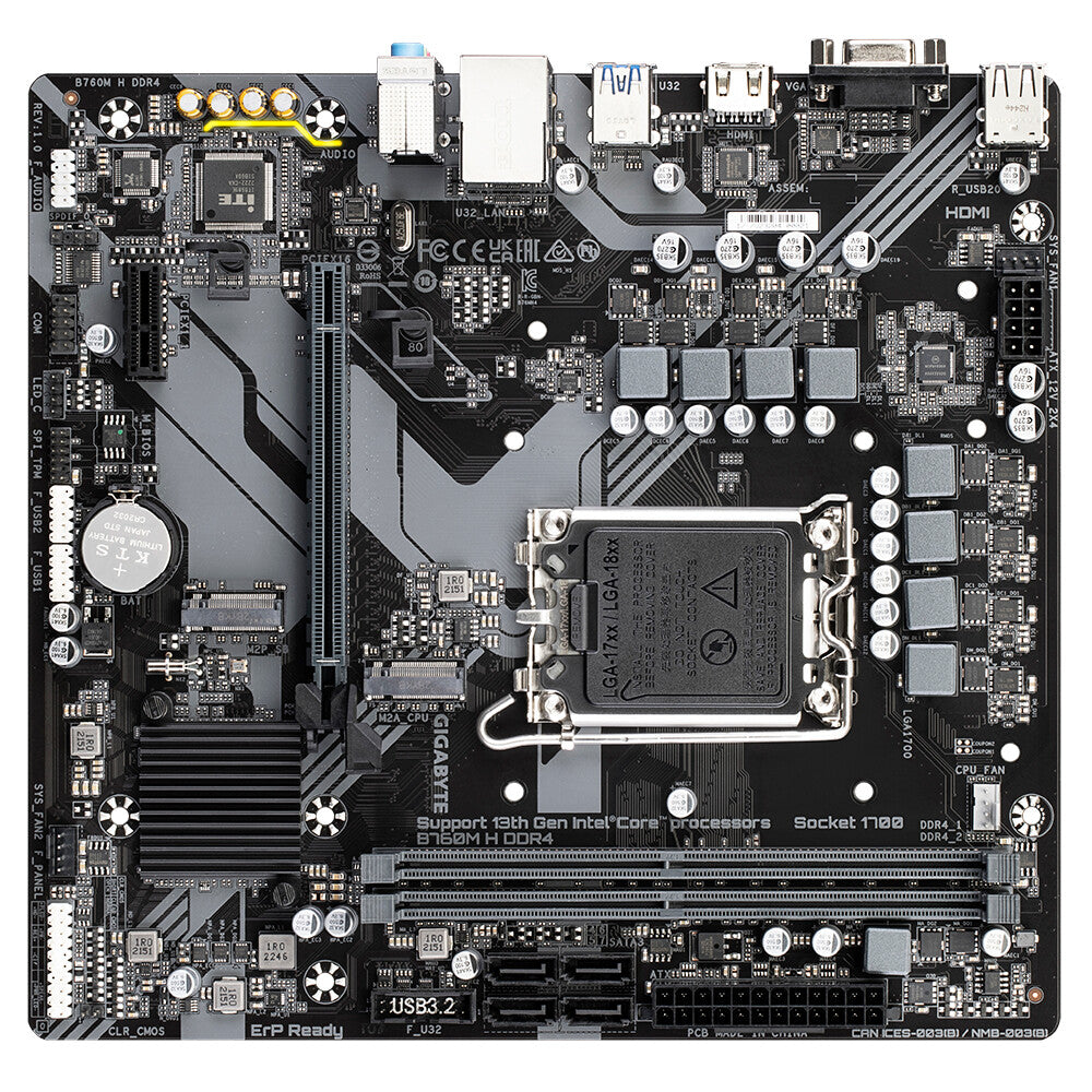 Gigabyte B760M H DDR4 (rev. 1.0) micro ATX motherboard - Intel B760 Express LGA 1700