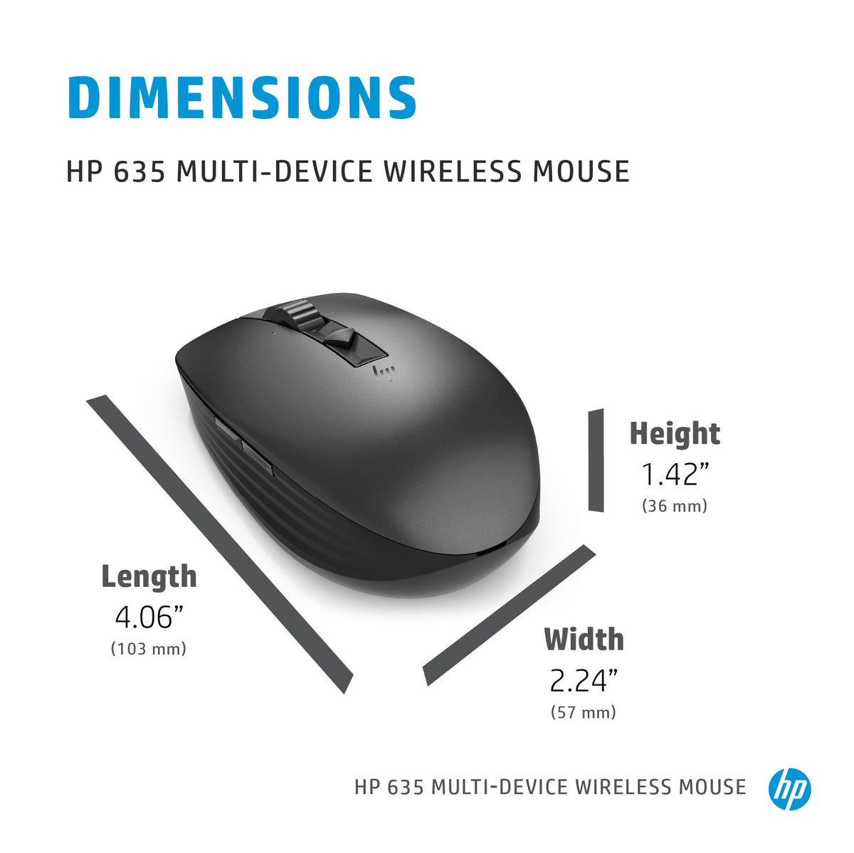 Hewlett Packard 635 - Bluetooth RF Wireless Mouse - 1,200 DPI