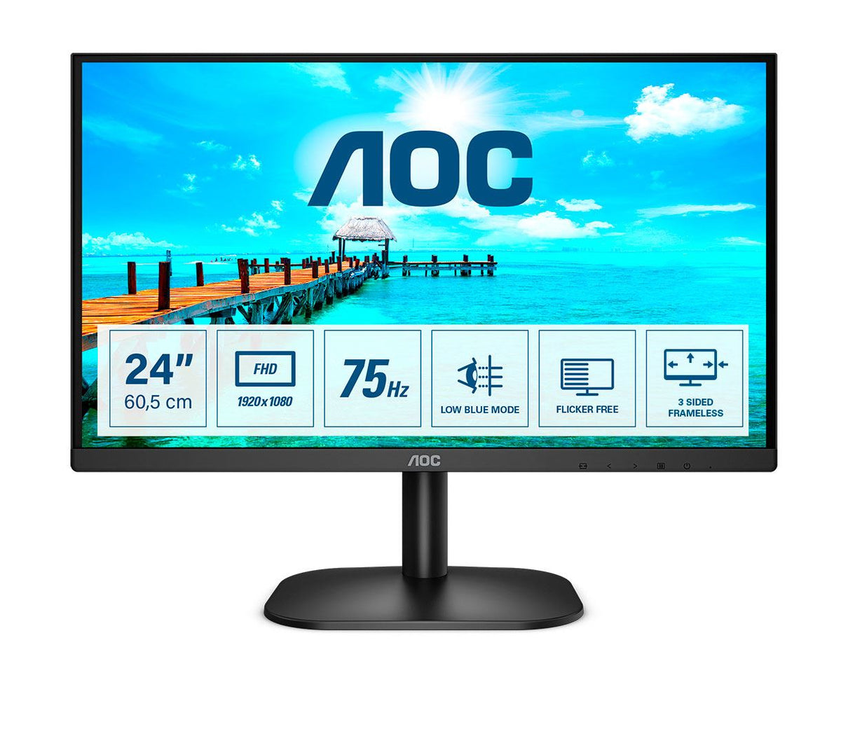 AOC B2 24B2XDM Computer Monitor 60.5 cm (23.8&quot;) 1920 x 1080 pixels Full HD LCD Black