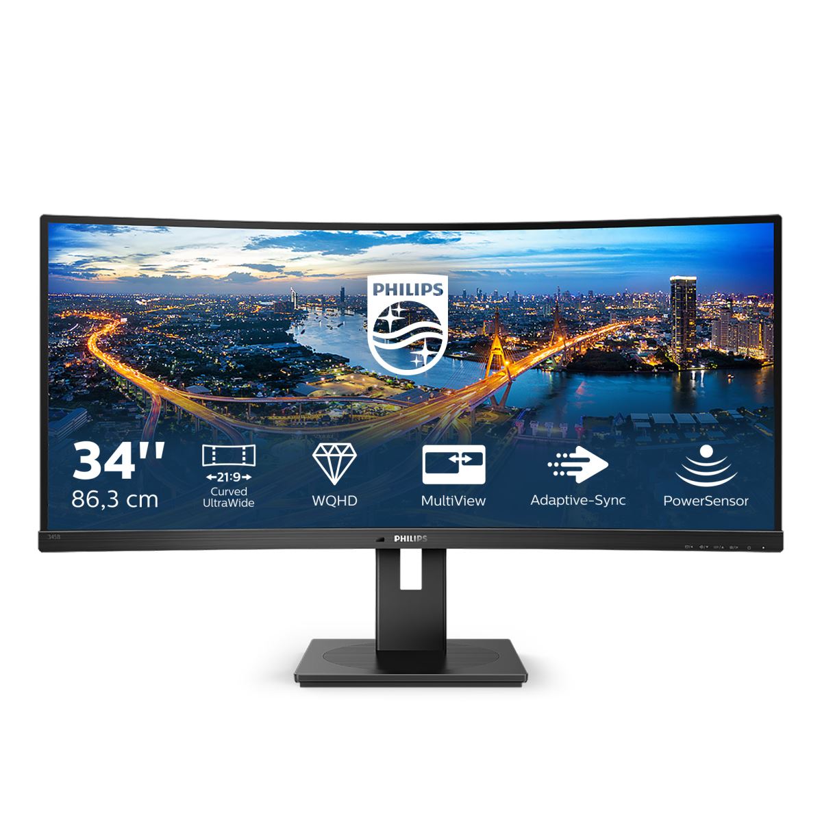 Philips B Line 345B1C/00 Computer Monitor 86.4 cm (34&quot;) 3440 x 1440 pixels Quad HD LCD Black