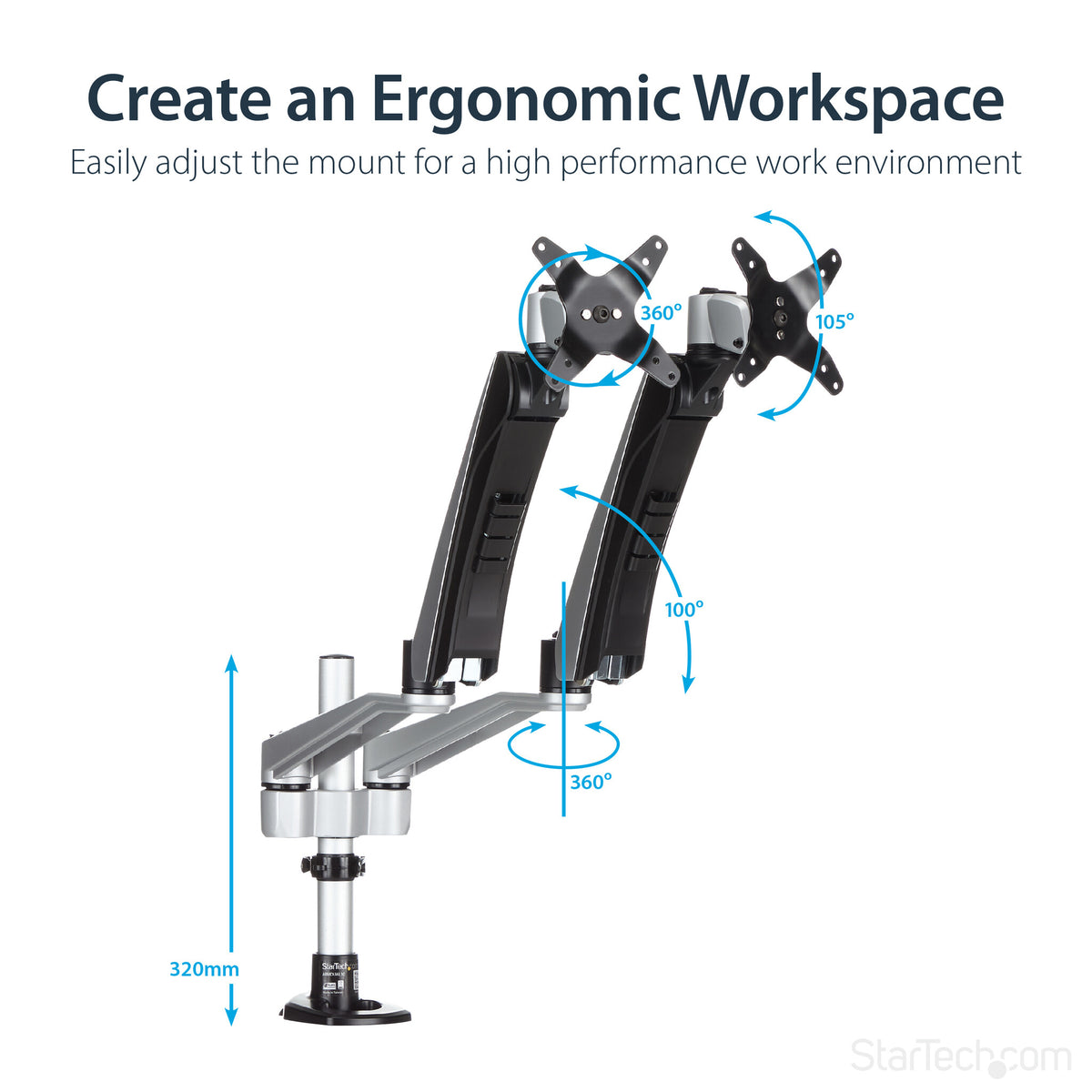 StarTech.com ARMDUAL30 - Desk monitor mount for 76.2 cm (30&quot;)