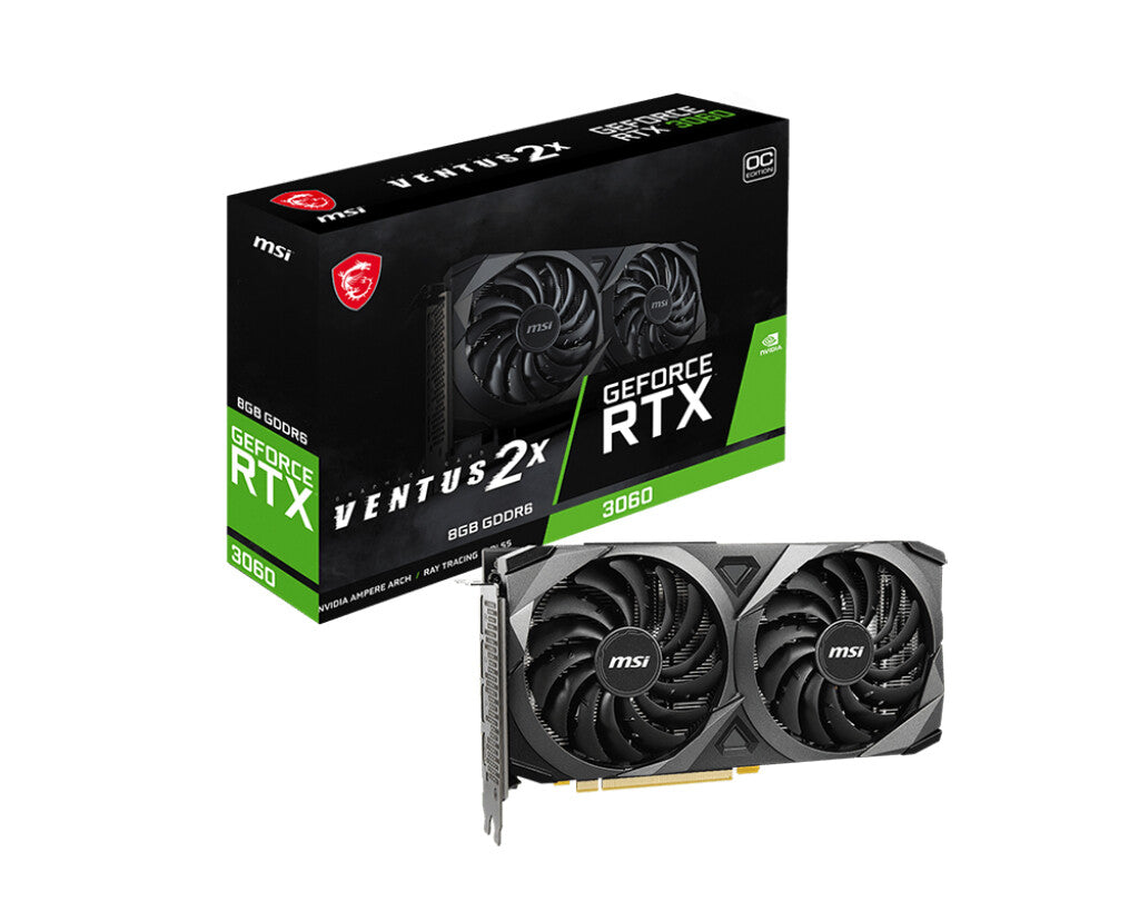 MSI VENTUS 2X 8G OC - NVIDIA 8 GB GDDR6 GeForce RTX 3060 graphics card