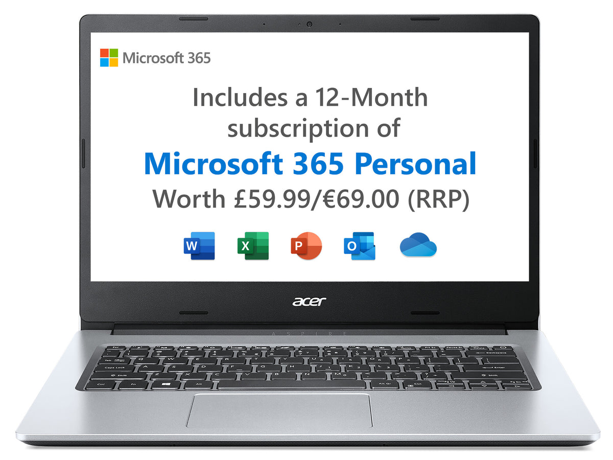 Acer Aspire 1 Laptop - 35.6 cm (14&quot;) - Intel Celeron N4500 - 4 GB DDR4-SDRAM - 64 GB eMMC - Windows 11 - Silver