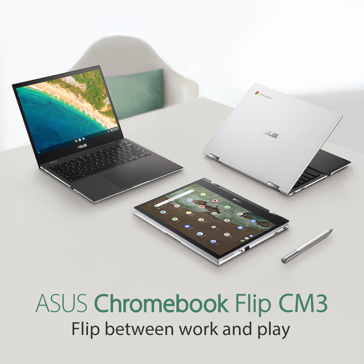 ASUS Chromebook Flip CM3 - 30.5 cm (12&quot;) - Touchscreen - MediaTek MT8192 - 4 GB LPDDR4x-SDRAM - 128 GB eMMC - Wi-Fi 5 - ChromeOS - Silver