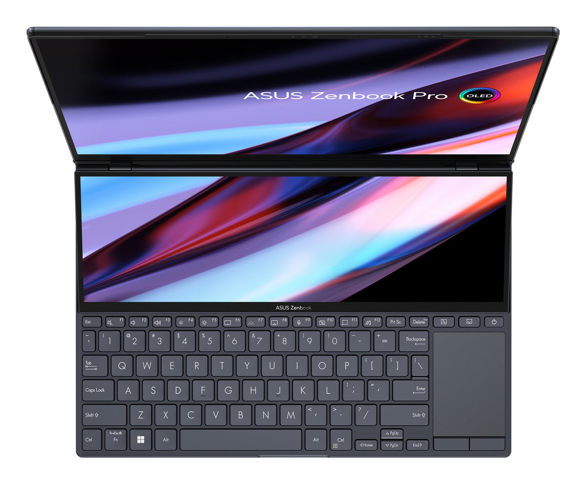 ASUS Zenbook Pro 14 Duo OLED Laptop - 36.8 cm (14.5&quot;) - Touchscreen - Intel® Core™ i9-12900H - 32 GB LPDDR5-SDRAM - 1 TB SSD - NVIDIA GeForce RTX 3050 Ti - Wi-Fi 6E - Windows 11 Home - Black