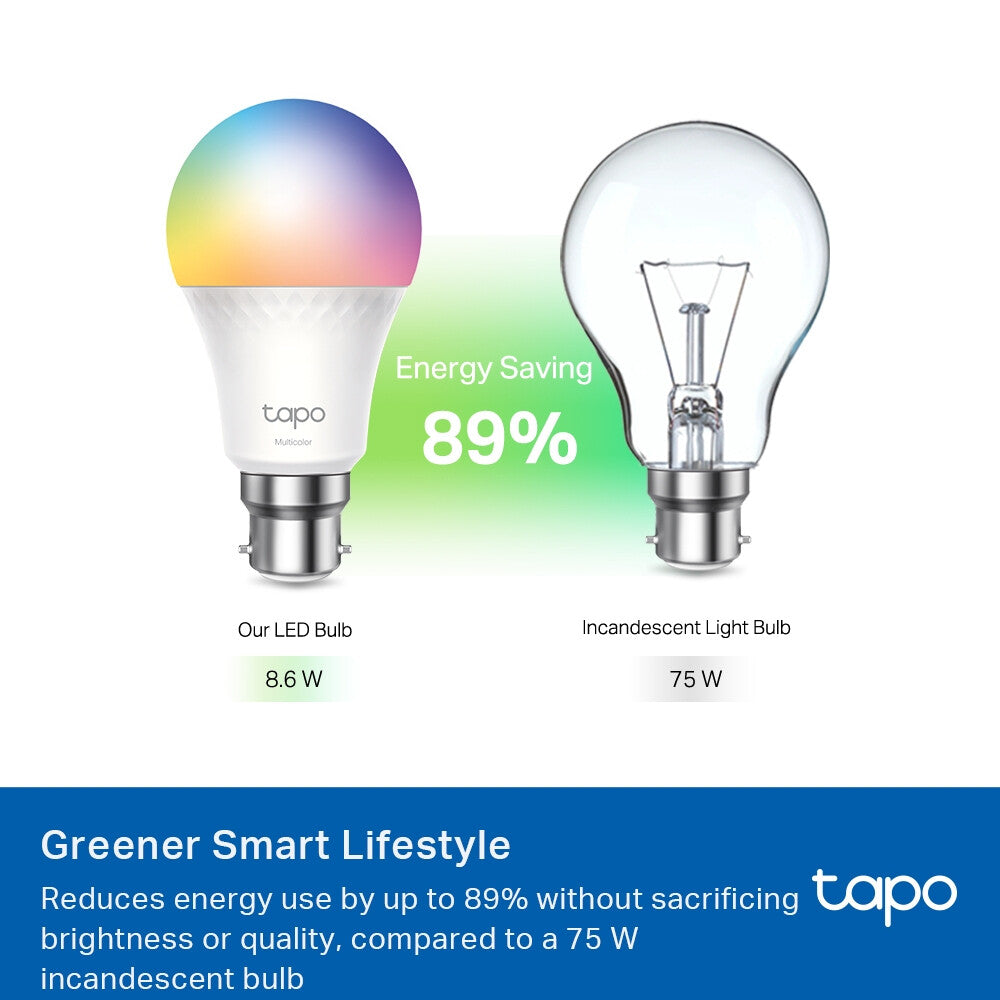 TP-Link Tapo Smart Wi-Fi Lightbulb - Multicolour - B22