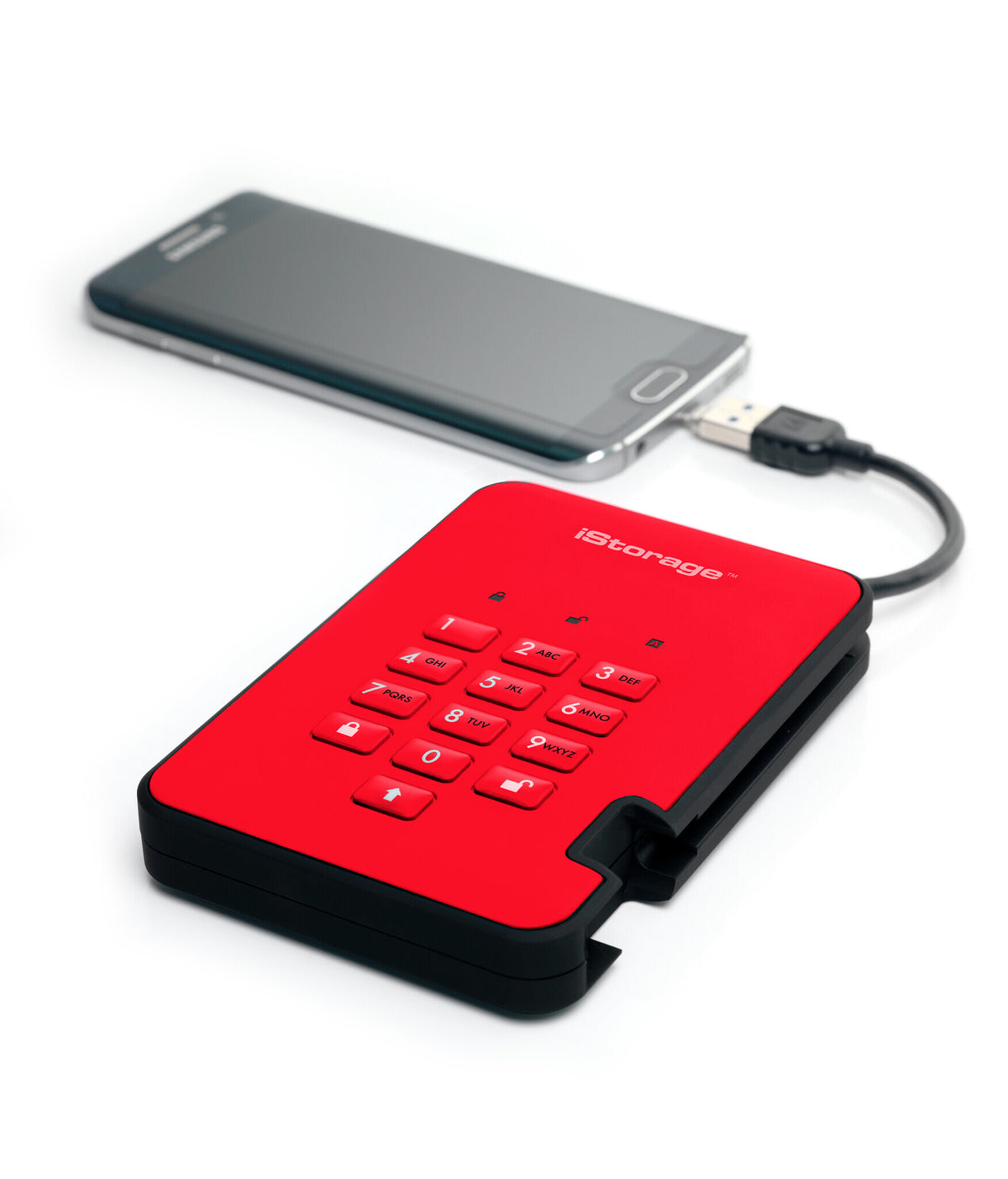 iStorage diskAshur2 - Secure Encrypted External solid state drive in Red - 256 GB