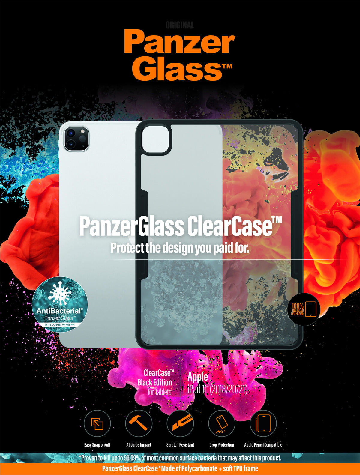 PanzerGlass ® ClearCase™ for 11&quot; iPad in Black / Transparent