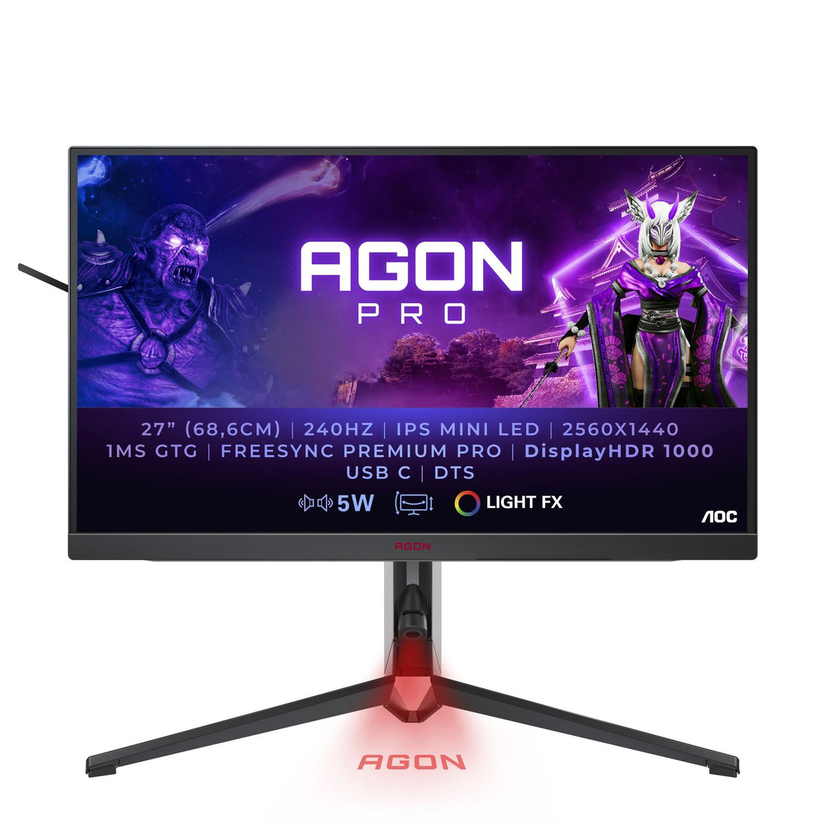 AOC AGON AG274QZM Computer Monitor 68.6 cm (27&quot;) 2560 x 1440 pixels Quad HD LED Black, Red