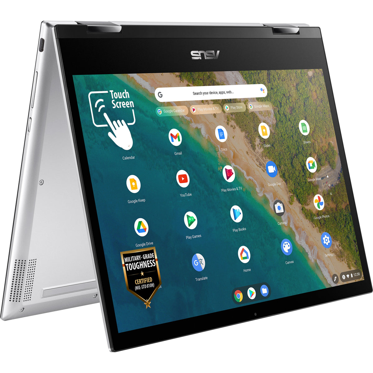 ASUS Chromebook Flip CM3 - 30.5 cm (12&quot;) - Touchscreen - MediaTek MT8192 - 4 GB LPDDR4x-SDRAM - 128 GB eMMC - Wi-Fi 5 - ChromeOS - Silver