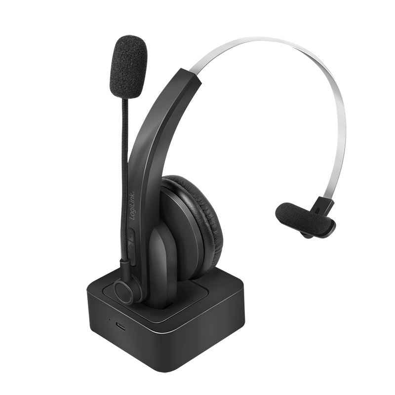 LogiLink BT0059 headphones/headset Wireless Head-band Office/Call center Bluetooth Charging stand Black