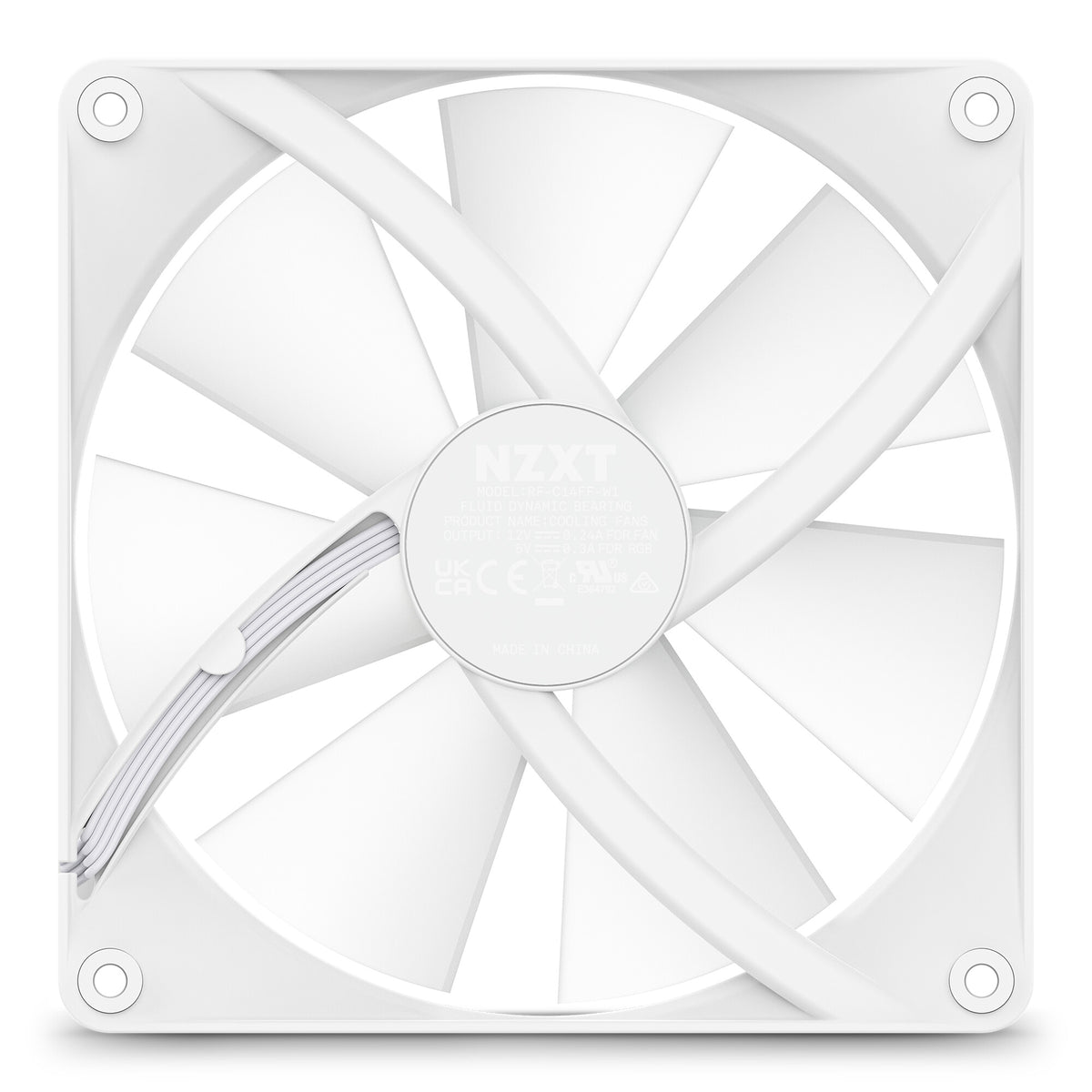 NZXT F140 RGB Core - Computer Case Fan in White - 140mm