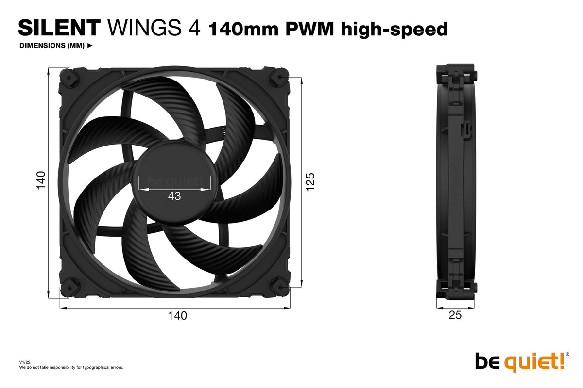 be quiet! SILENT WINGS 4 - PWM Computer Case Fan in Black - 140mm