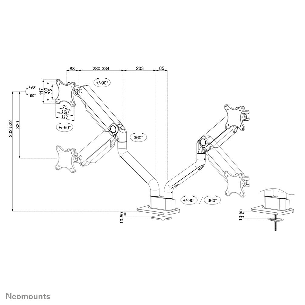 Neomounts DS70S-950BL2 - Desk monitor mount for 43.2 cm (17&quot;) to 88.9 cm (35&quot;)