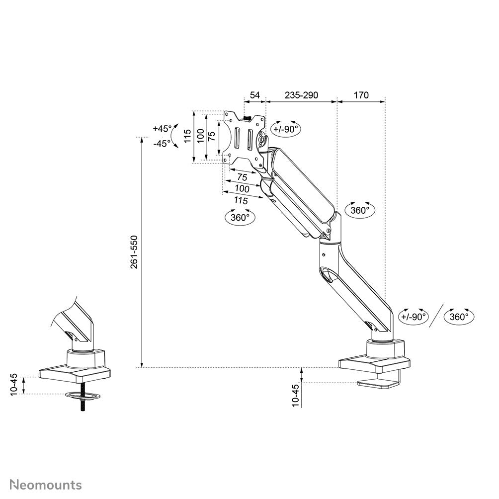 Neomounts DS70PLUS-450BL1 - Desk monitor mount for 43.2 cm (17&quot;) to 124.5 cm (49&quot;)