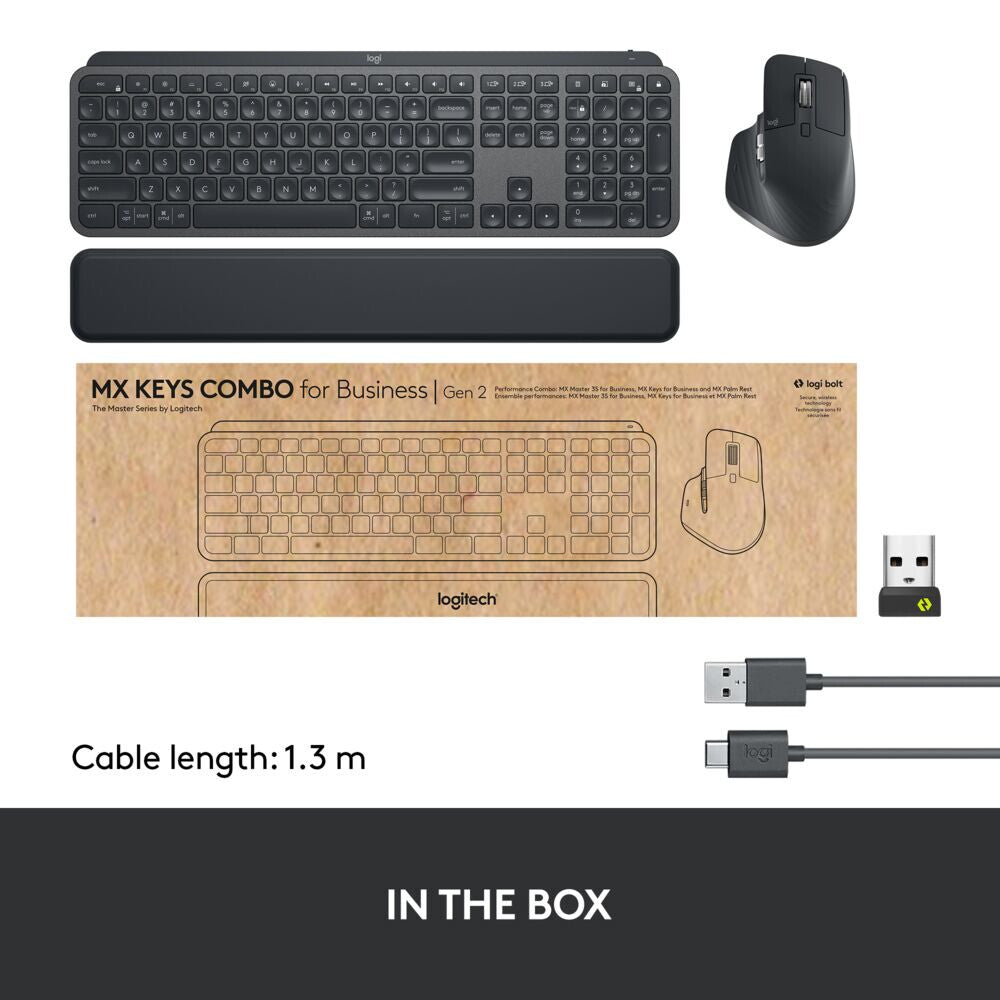 Logitech MX Keys combo for Business - RF Wireless + Bluetooth Keyboard (QWERTZ Swiss) &amp; Mouse in Graphite