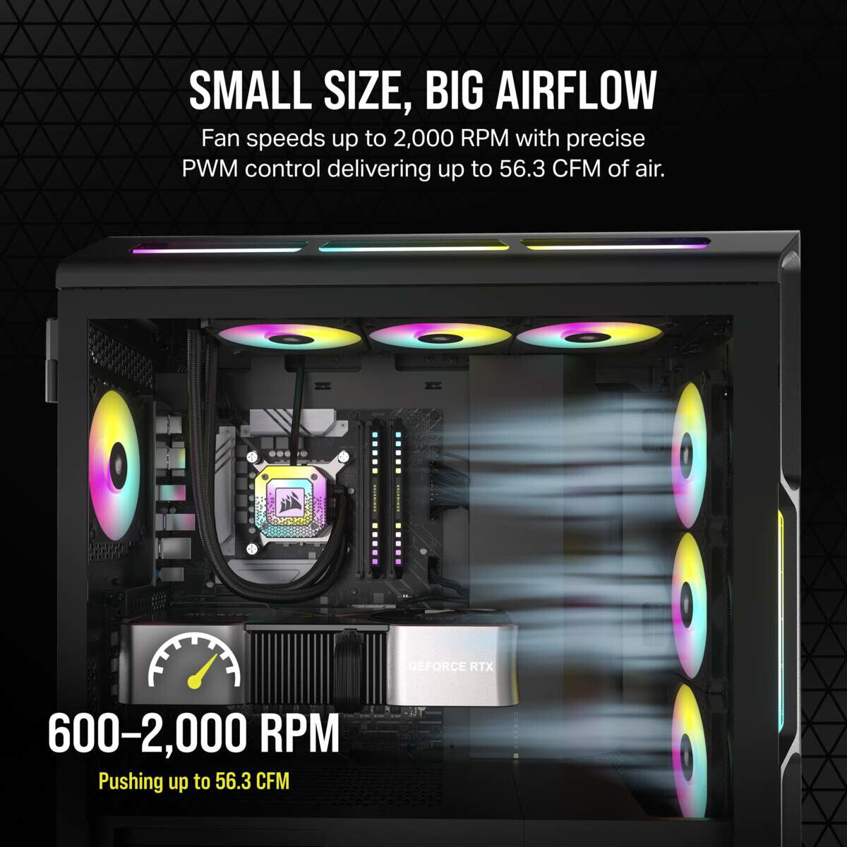 Corsair iCUE AF120 RGB SLIM - Computer Case Fan in Black - 120mm