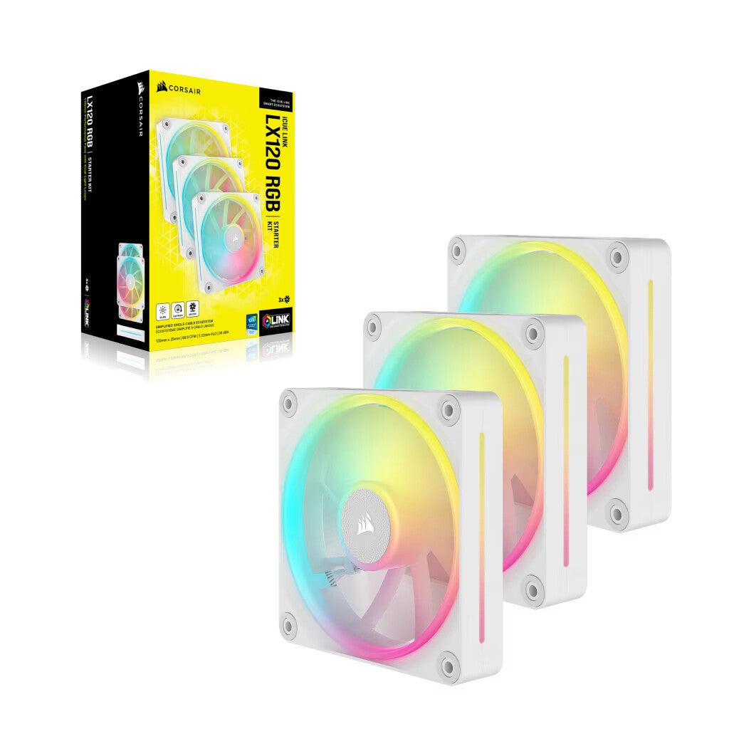 Corsair iCUE LINK LX120 RGB - Computer Case Fan in White - 120mm (Pack of 3)