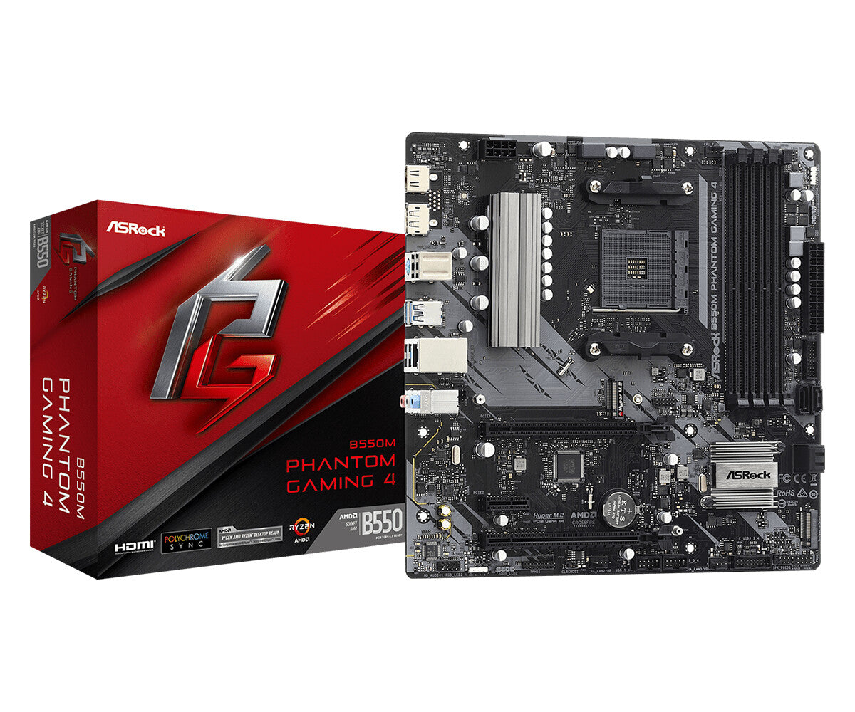 Asrock B550M Phantom Gaming 4 micro ATX motherboard - AMD B550 Socket AM4