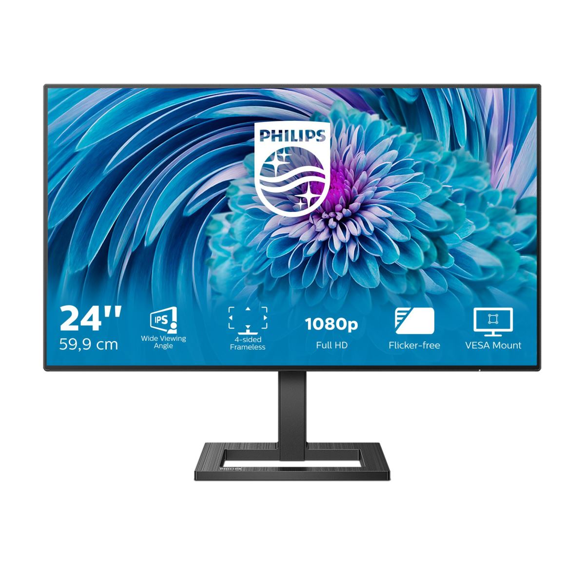 Philips E Line 241E2FD/00 LED display 60.5 cm (23.8&quot;) 1920 x 1080 pixels Full HD Black Monitor