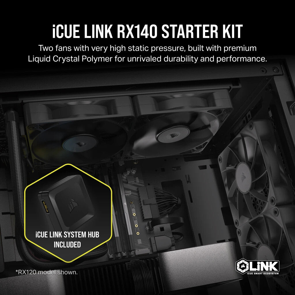 Corsair iCUE LINK RX140 - Computer Case Fan in Black - 140mm (Pack of 2)