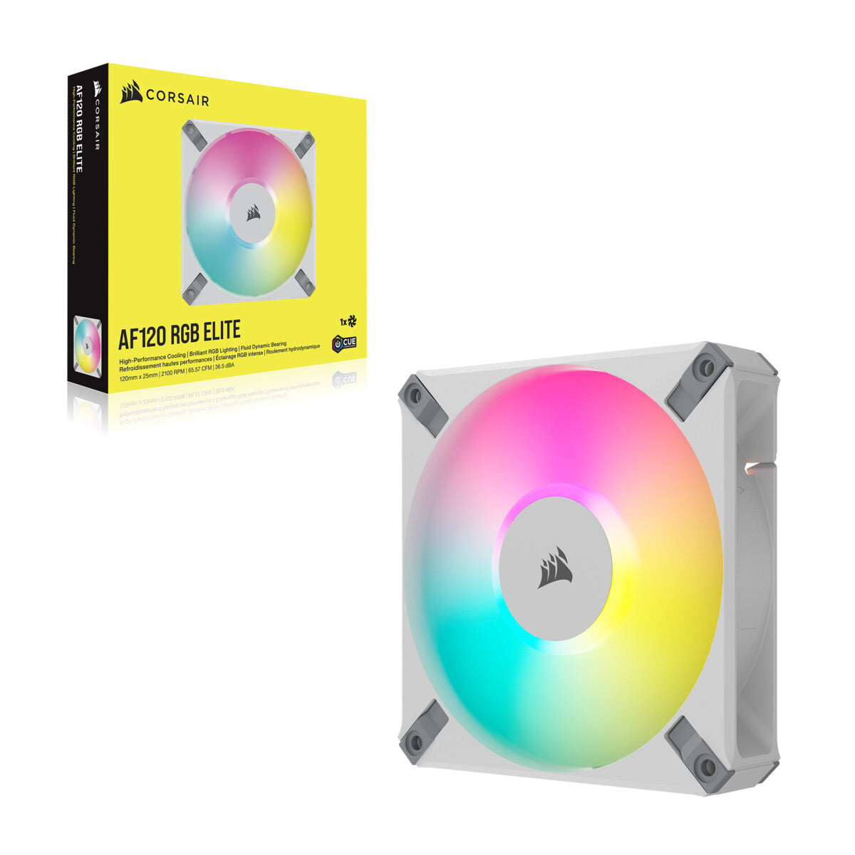 Corsair iCUE AF120 RGB ELITE - PWM Computer Case Fan in White - 120 mm