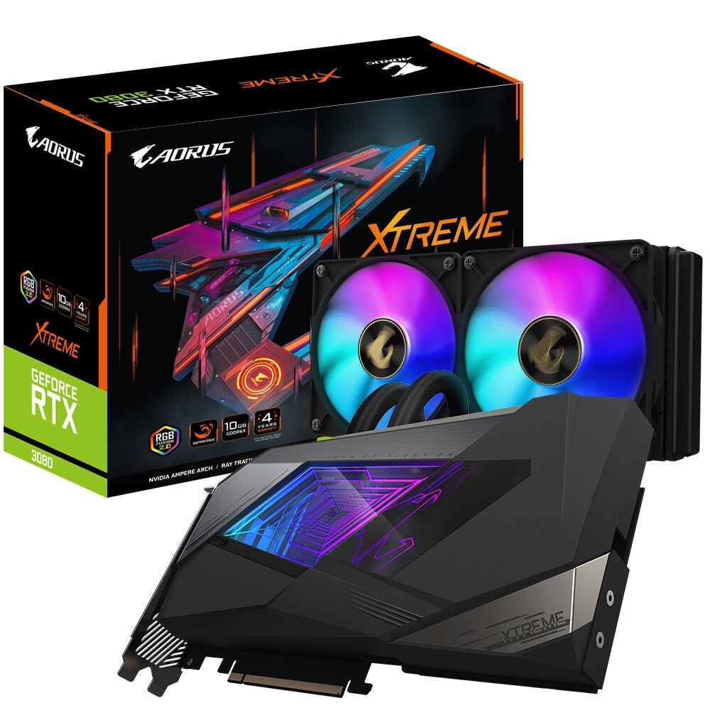 GIGABYTE AORUS XTREME WATERFORCE - NVIDIA 10 GB GDDR6X GeForce RTX 3080 graphics card