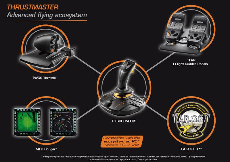 Thrustmaster T-16000M FCS Flight Pack - USB Flight Stick + Throttle + Rudder Pedals for PC / Mac