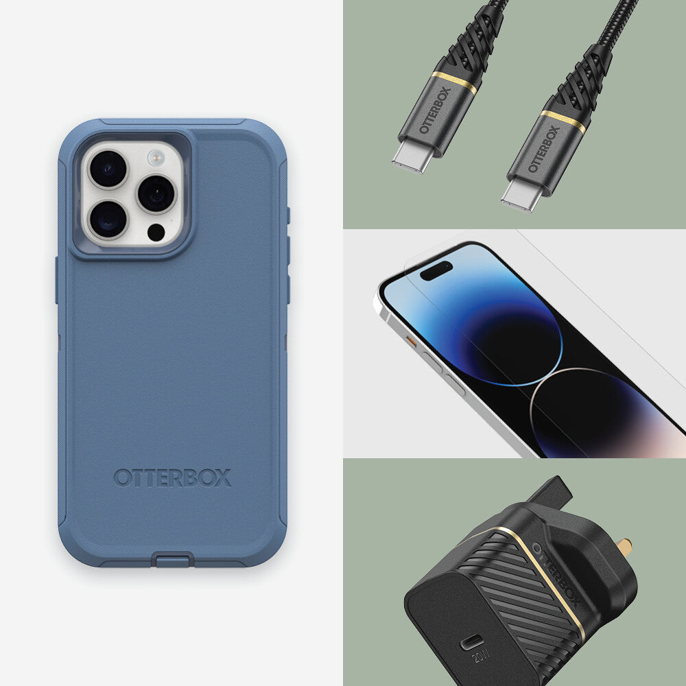 OtterBox Defender Series for iPhone 15 Pro Max in Baby Blue Jeans