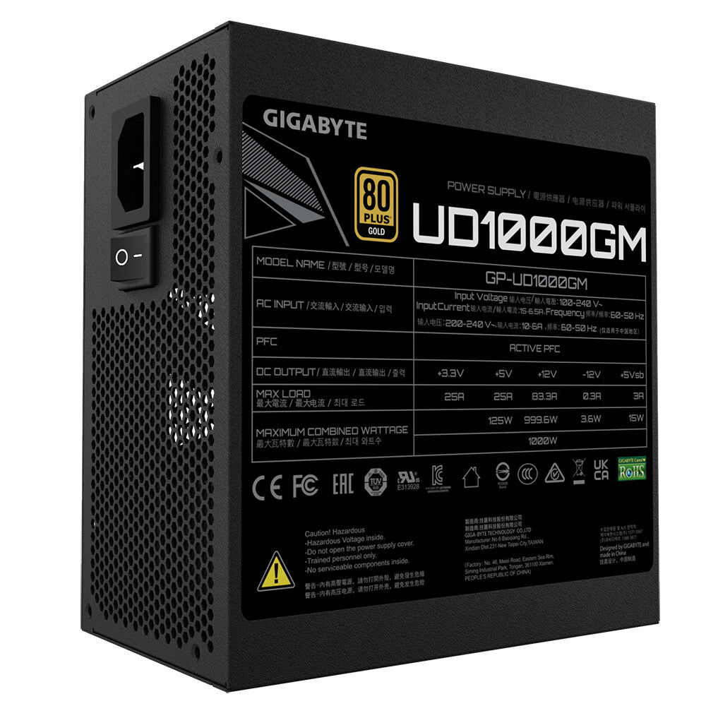 Gigabyte UD1000GM - 1000W 80+ Gold Fully Modular Power Supply Unit