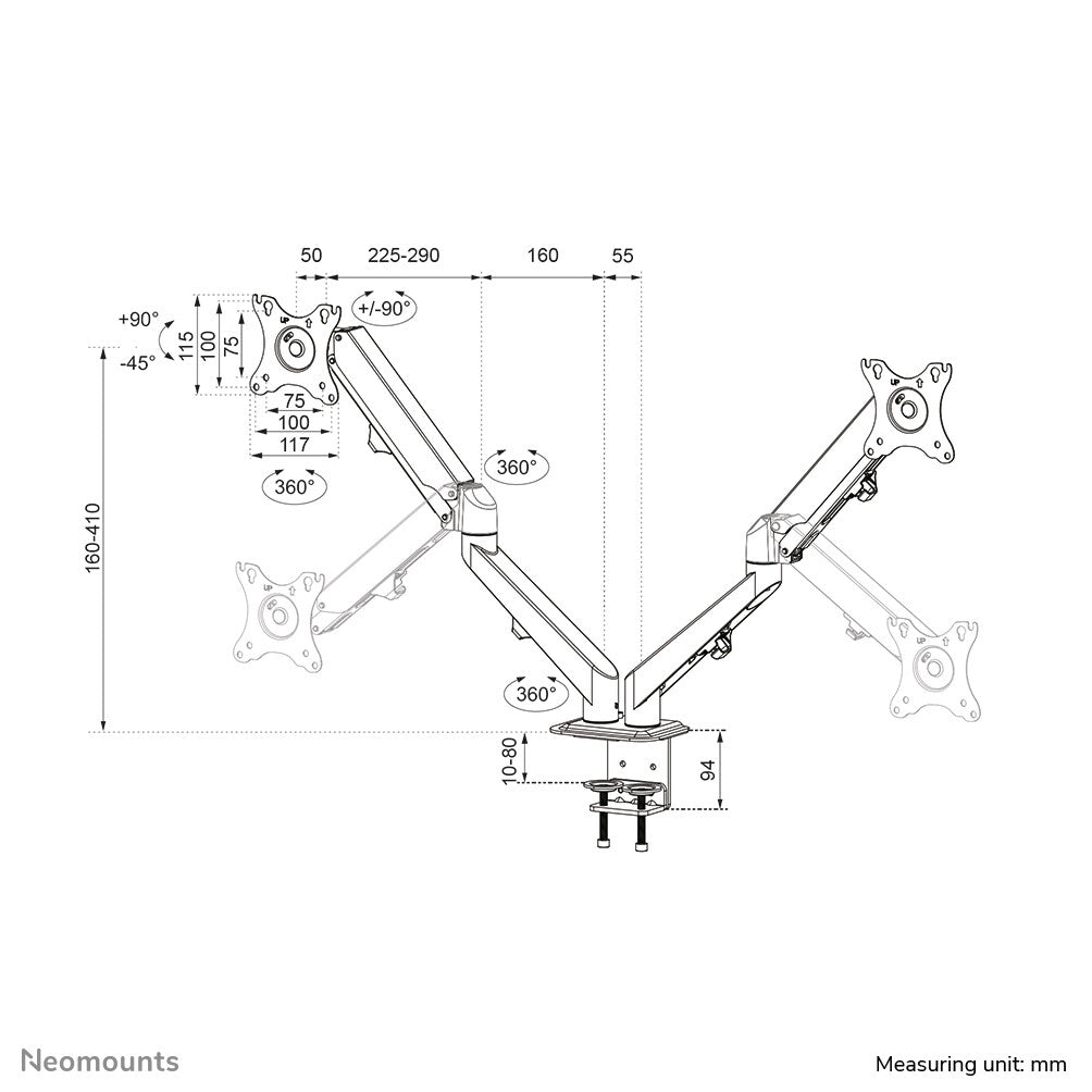 Neomounts DS70-700BL2 - Desk monitor mount for 43.2 cm (17&quot;) to 68.6 cm (27&quot;)