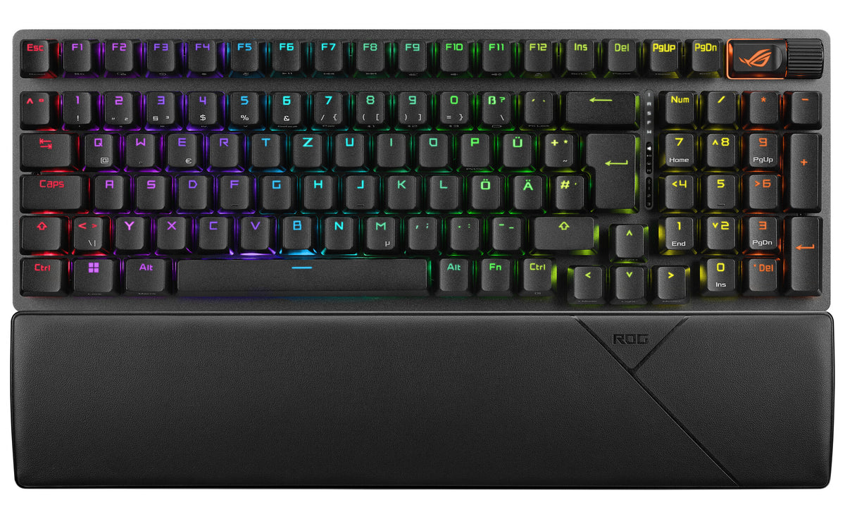 ASUS ROG Strix Scope II 96 Wireless - USB Wired + RF Wireless + Bluetooth RGB Mechanical Gaming Keyboard in Black (QWERTZ German)