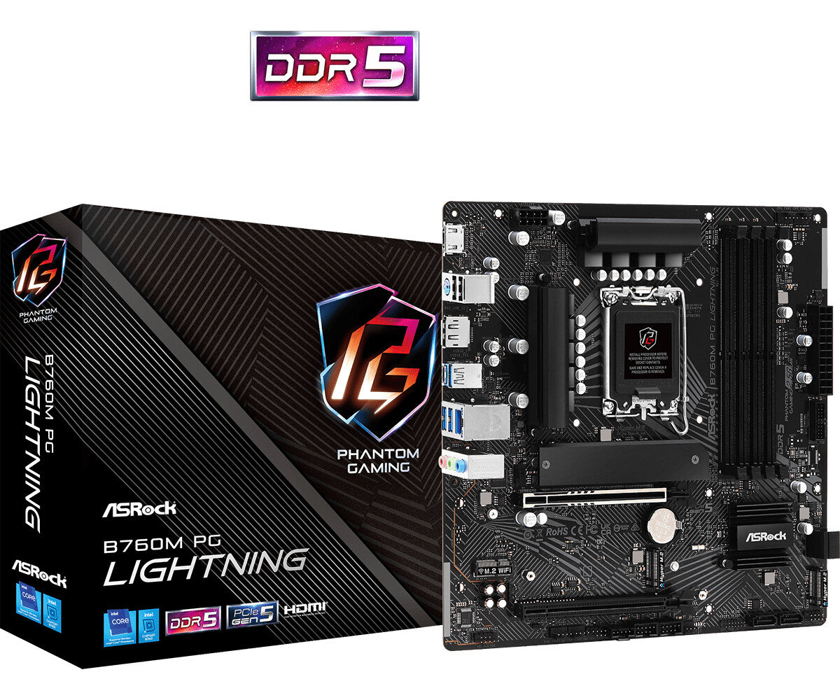 Asrock B760M PG Lightning micro ATX motherboard - Intel B760 LGA 1700