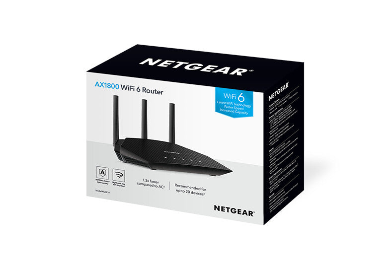 NETGEAR Nighthawk 4-Stream AX1800 - Gigabit Ethernet Dual-band (2.4 GHz / 5 GHz)  wireless router in Black