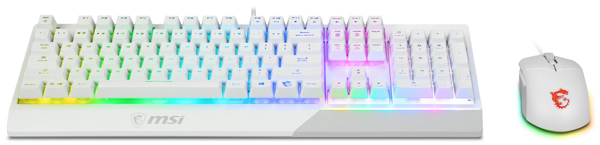 MSI VIGOR GK30 GAMING COMBO - RGB Mechanical Gaming Keyboard + Clutch GM11 Gaming Mouse in White - 5,000 DPI