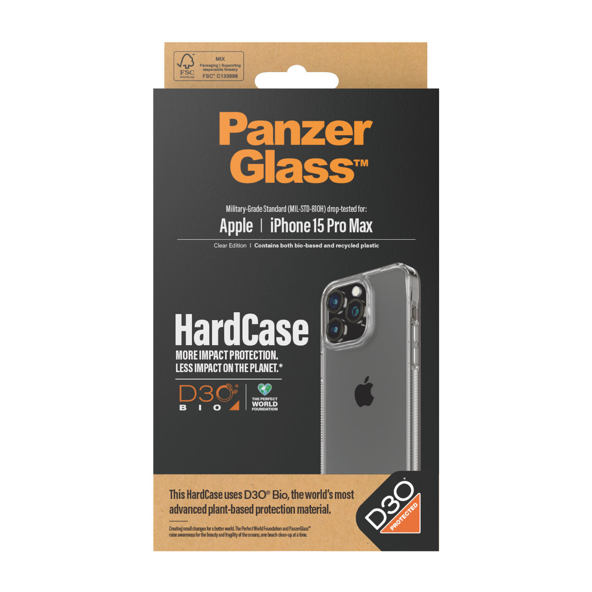 PanzerGlass ® HardCase with D3O for iPhone 15 Pro Max in Transparent