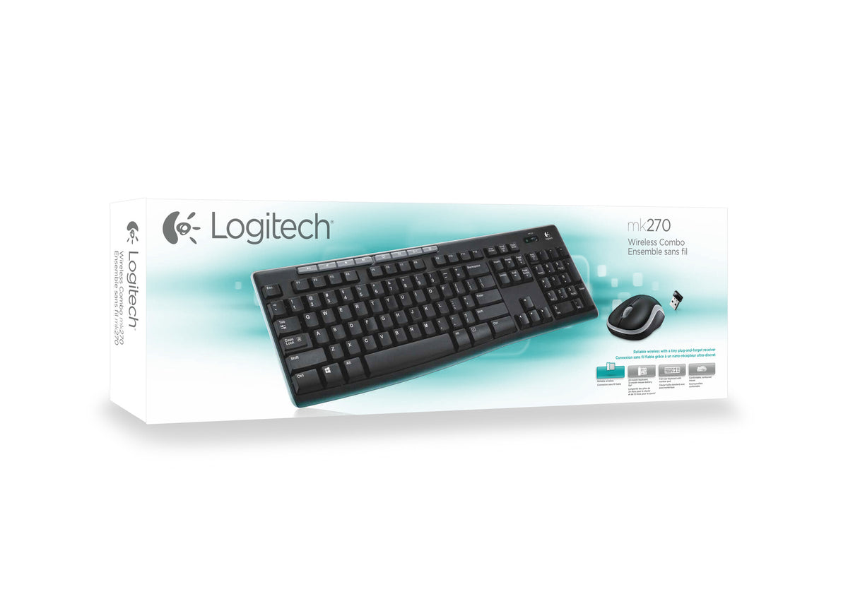 Logitech MK270 Wireless Combo - Wireless USB AZERTY Keyboard + Wireless Mouse