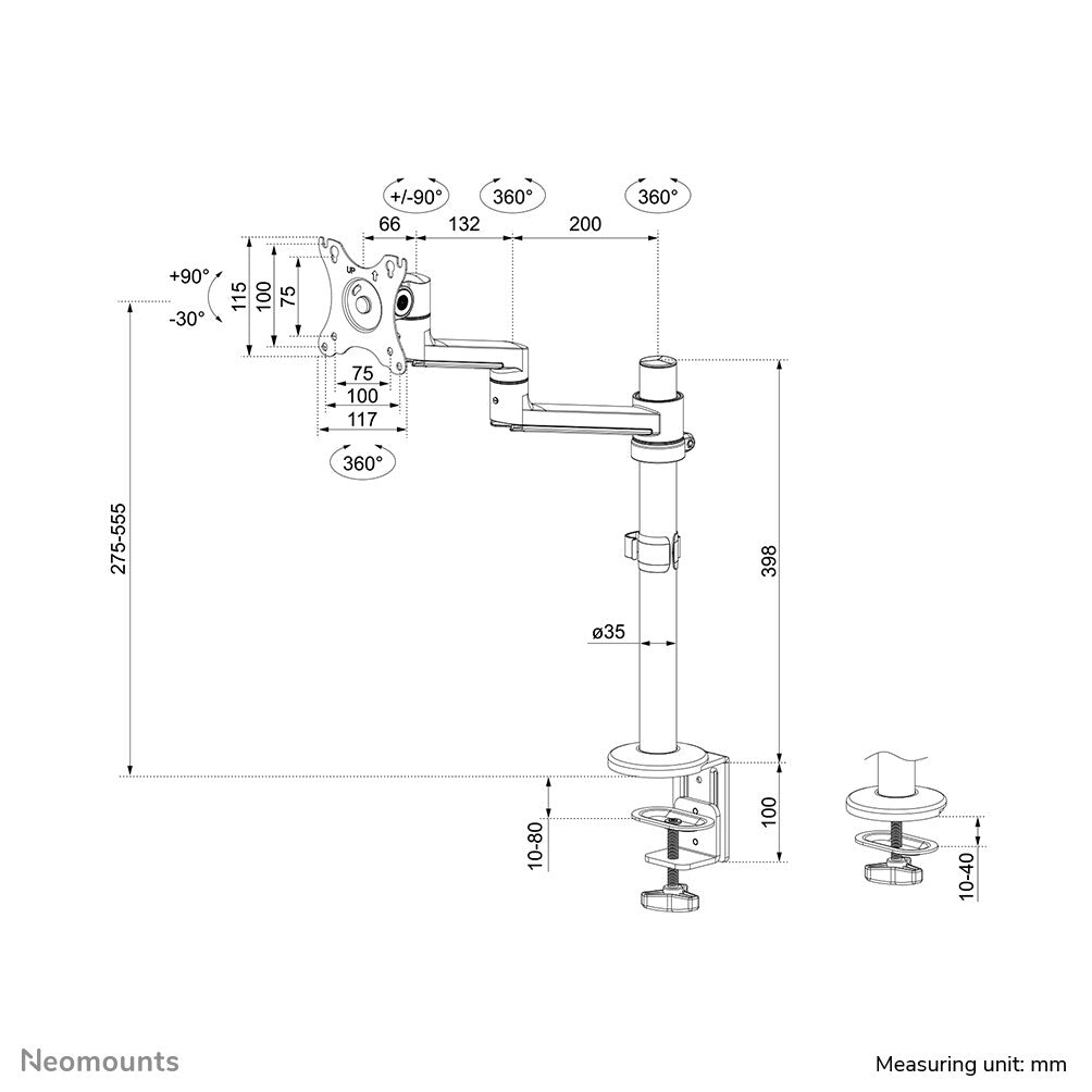 Neomounts DS60-425WH1 - Desk monitor mount for 43.2 cm (17&quot;) to 68.6 cm (27&quot;)