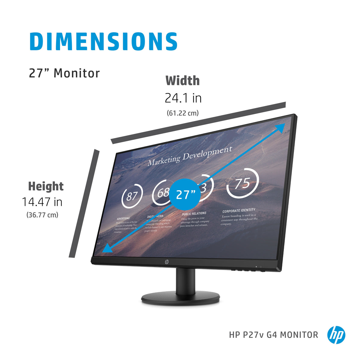 HP P27V G4 - 68.6 cm (27&quot;) - 1920 x 1080 pixels Full HD LCD Monitor