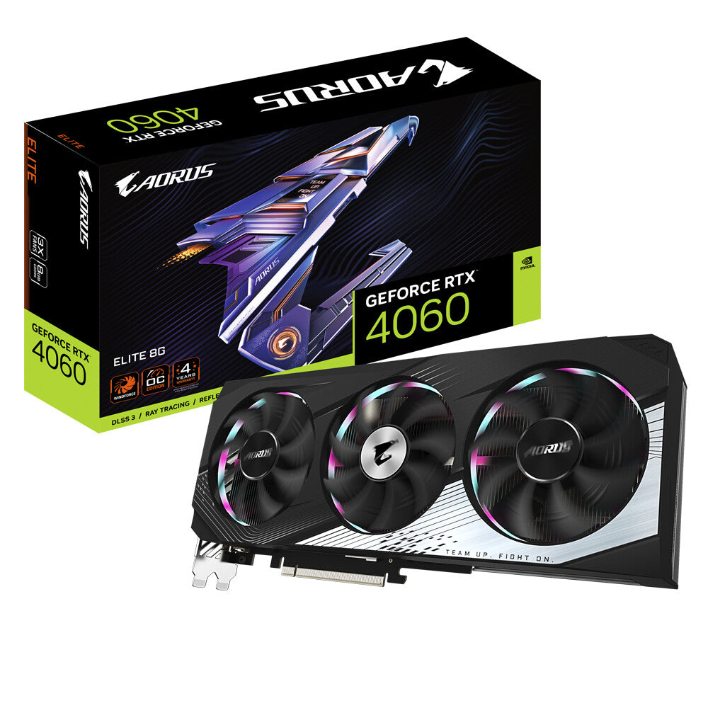 Gigabyte AORUS ELITE 8G - NVIDIA 8 GB GDDR6 GeForce RTX 4060 graphics card