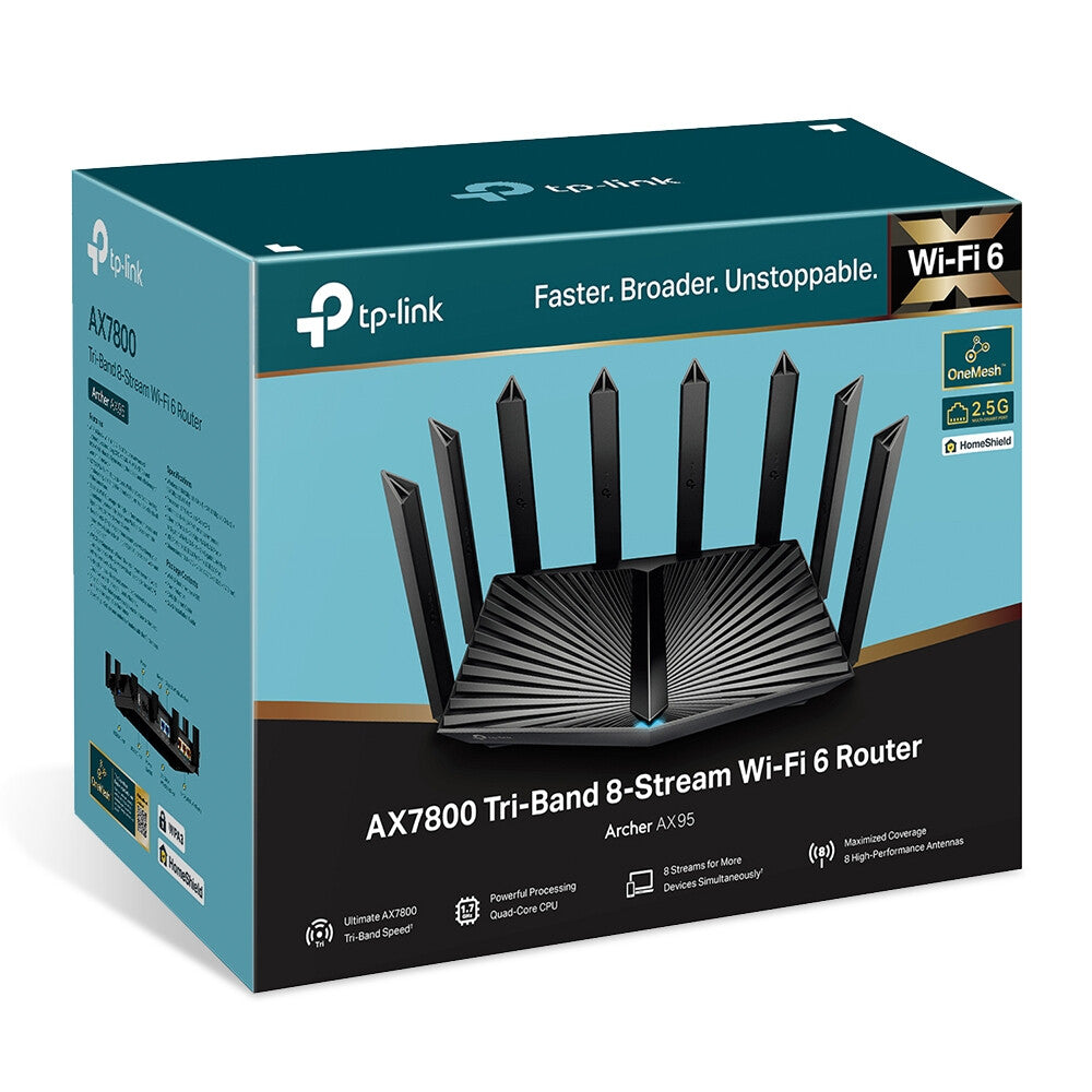 TP-Link Archer AX7800 - Tri-band (2.4 GHz / 5 GHz / 5 GHz) wireless router in Black