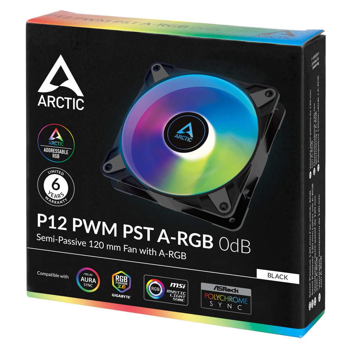 ARCTIC P12 PWM PST A-RGB 0dB - Computer Case Fan in Black / White - 120mm